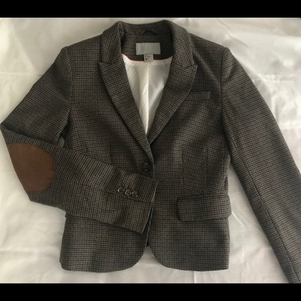 H&M Houndstooth Blazer with Suede Elbows | US 4
